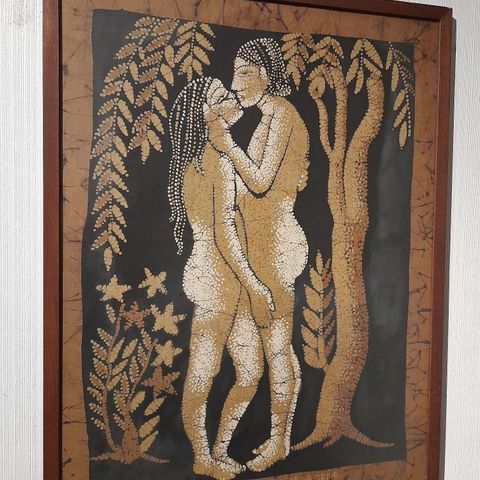 Eric Suriyasena (Marawila, Sri Lanka),"Adam og Eva, kjærlighetspar", eldre batik