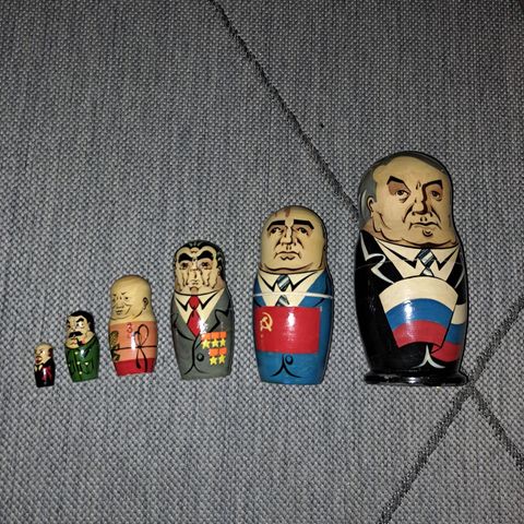 Vintage 6 stk sjeldne russiske presidenter matroska