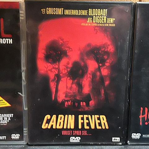 Hostel, Canin Fever og House of the dead. DVD-er.