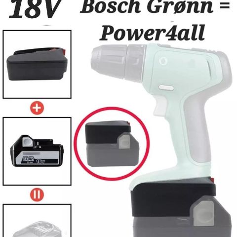 18V Hitachi og Hikoki batterier på Bosch grønn maskin
