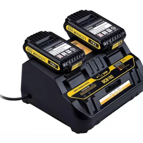 Kompakt Dobbelt lader - DeWalt batterier : type "slide-in"  FLEXVOLT - DCB102