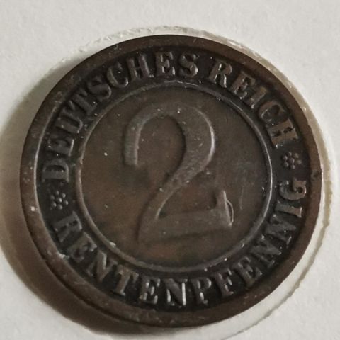 Tyskland 2 rentenpfennig 1924 F