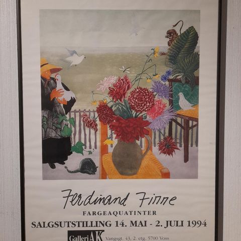 Ferdinand Finne utstillingsplakat fra Galleri AK, Vangsgt., Voss, 14/5-2/7-1994