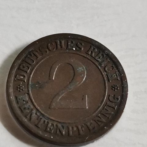 Tyskland 2 rentenpfennig 1923 A Deutches Reich