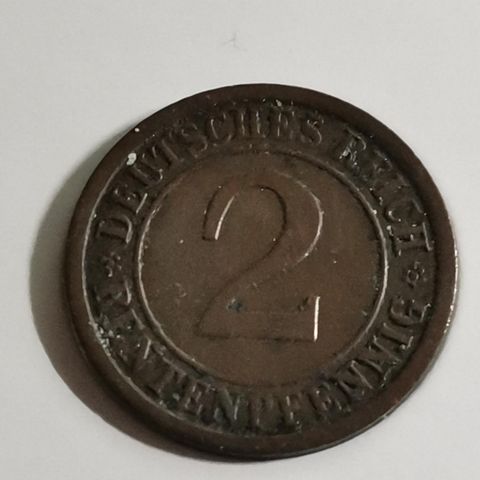 Tyskland 2 rentenpfennig 1924 A Deutches Reich