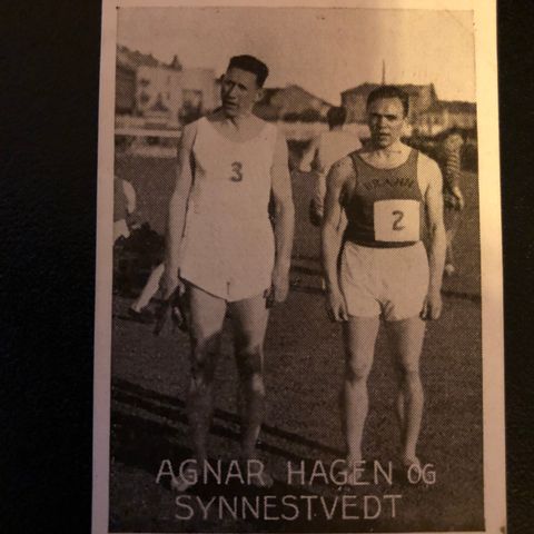 Erling Synnestvedt Bergen Agnar Hagen Oslo friidrett sigarettkort 1932