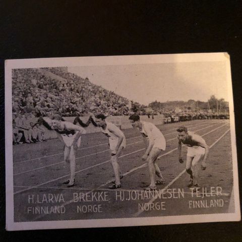 Rolf Brekke Bjart Hjalmar Johannesen sigarettkort 1934 800 meter Cromwell