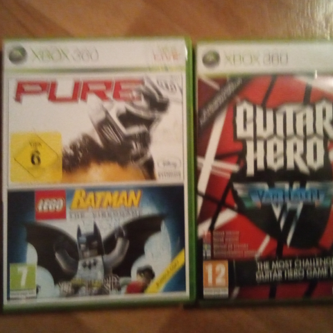 Xbox 360 spill selges. Pure/Lego Batman (og guitar hero-solgt)