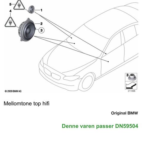 Mellomtone top hifi til BMW 5-serie 2010-2012 HIFI 677