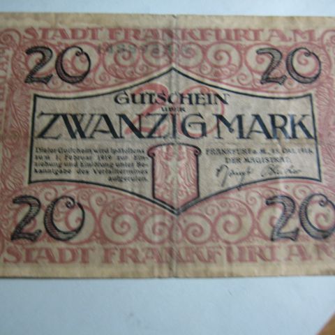 20 mark stadt Frankfurt 1918