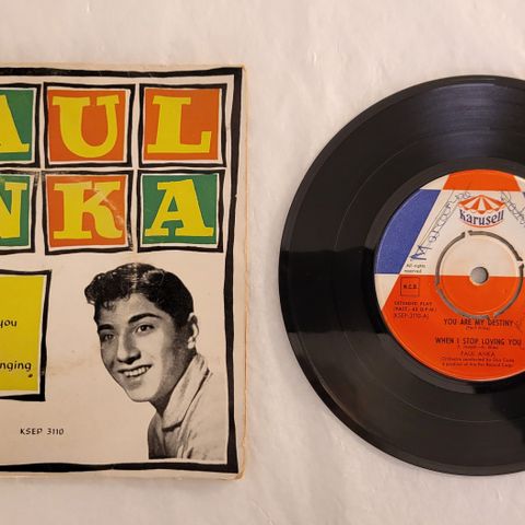 PAUL ANKA singel, vinyl, med bl.a. You are my Destiny og When I stop loving You