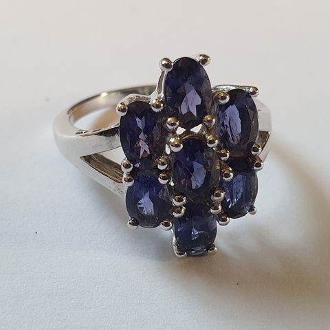 Indian Ajmer Iolite 2.58ct Sølv 925 Silver Limited Edition Ring Str.60