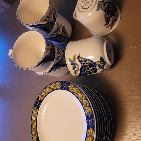 Blue Pheasant Royal Copenhagen Fajance  krus med tallerkner