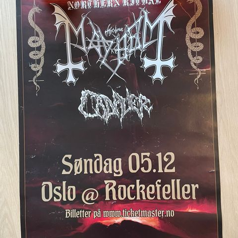 Mayhem / Cadaver konsert plakat