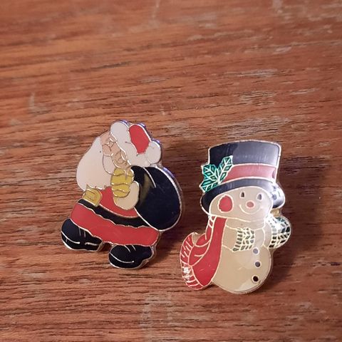 2 stk jule pins - Nisse og snømann