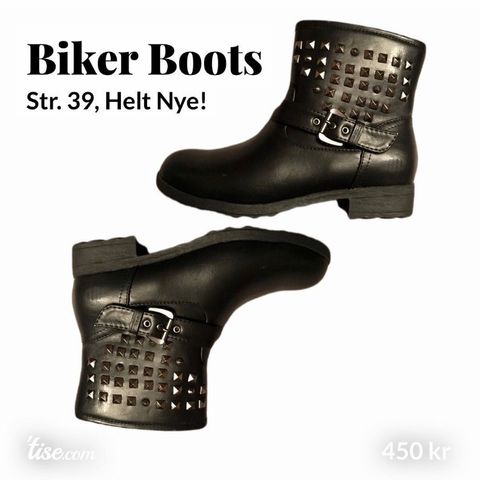 Boots /sorte sko med nagler 39