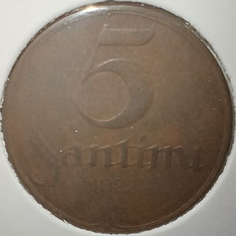 Latvia 5 santīmi 1922 NY PRIS