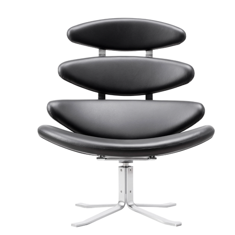 CORONA CHAIR - BRUSHED CHROME - SORT SKINN