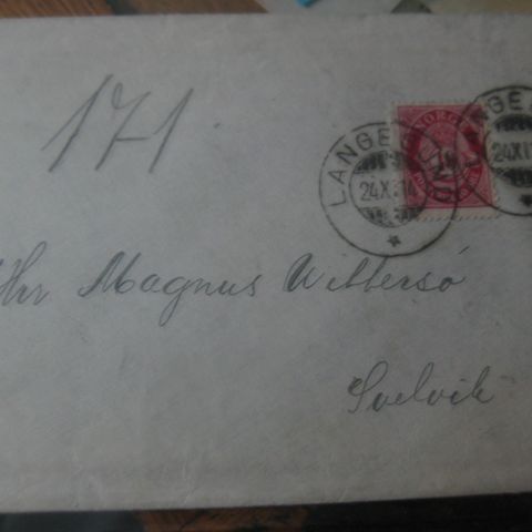 Pent brev stemplet Langesund 1914