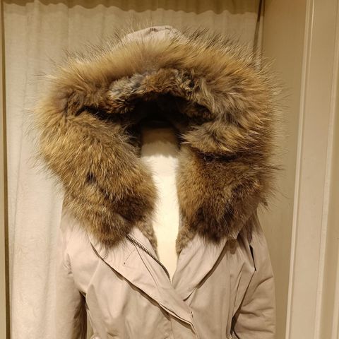 Vintage Parkas med Hette Reve-pels,