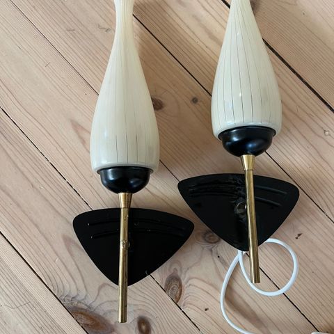 2 art deco vegglamper / nattlamper fra Solbergs Fabrikker