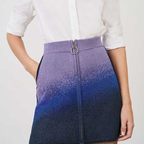 Maje lurex metallic glitter zip front miniskirt