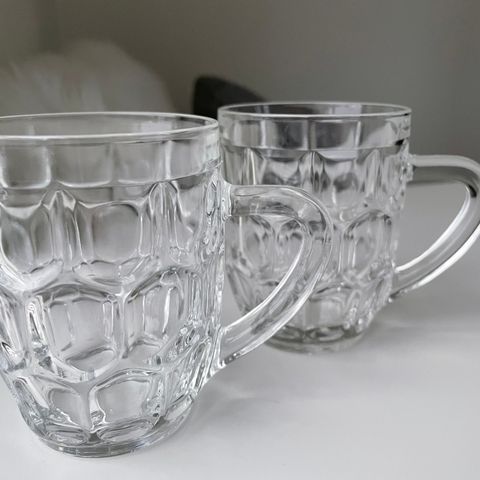 Vintage øl glass / beer mug 2 stk fra 1960-tallet, rommer max 2 dl veske