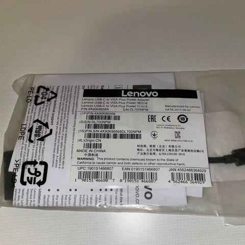 Lenovo Adapter USB Type C til VGA