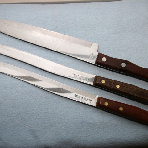 Mormors lange kniver / kokkekniv  / filetkniv  / fiskefiletkniv med treskaft