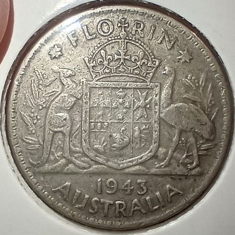 Australia 1 florin 1943 .925 sølv NY PRIS
