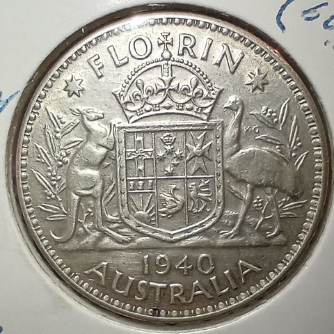 Australia 1 florin 1940 .925 sølv NY PRIS