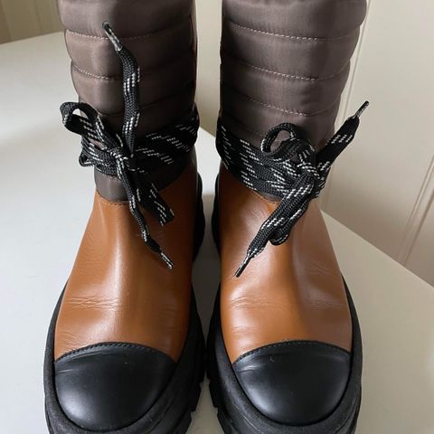 Ganni biker leather ankle boots (37)