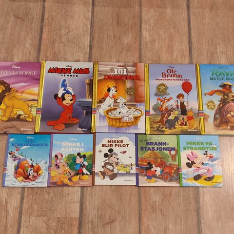 10stk Barnebøker Disney + 5stk figurer