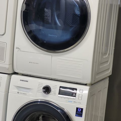 Pakke pris Samsung vaskemaskin og tørkeVarmepumpeteknologi, Kondens, A+, 9kg.