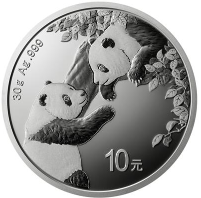 CHINA 2023, Panda 30 gr sølv ,999 sølv   usirkulert kvalitet i original kapsel