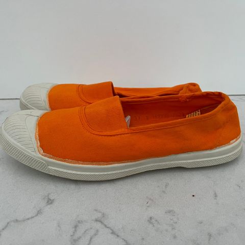 Tøffe orange Bensimon  B collection sko i bomull str 37.