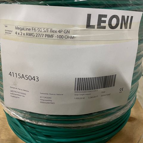 Kat 7 datakabel Leoni MegaLine F6-90 S/F flex 4P grønn