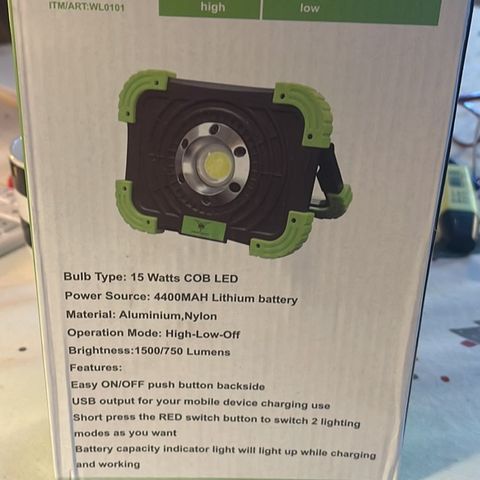 LEDLYS FRA 750 TIL 1500 LUMEN, LITHIUM BATTERY