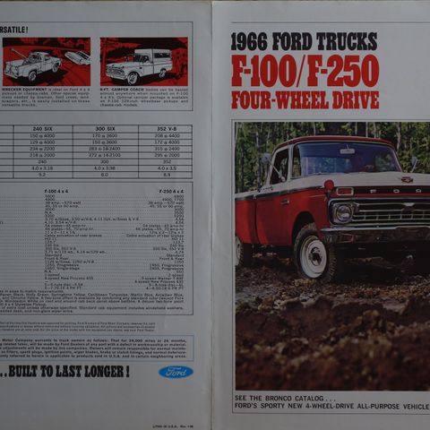 FORD 1966 Trucks   F100/ F250 4WD brosjyre