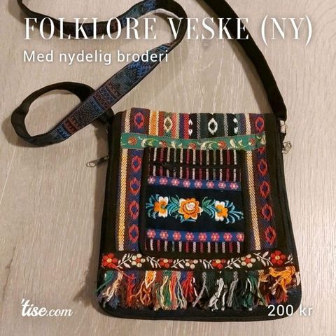 Folklore veske med nydelig broderi (ny)