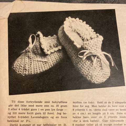 Babytøfler - strikkeoppskrift fra tidlig 40-tall