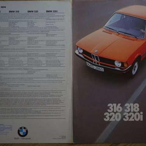 BMW  E21 316, 218, 320, 320i 1976 dansk brosjyre