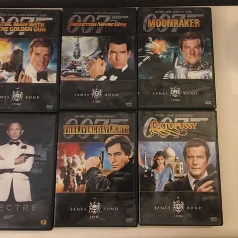 James Bond DVD, 9 stk.