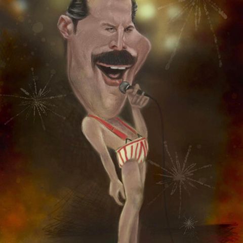 Karikatur av Freddie Mercury