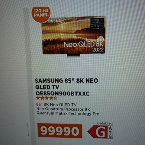 Samsung 85QN900B  8K tv til salgs