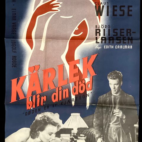 Døden er et kjærtegn 1949 original filmplakat Edith Carlmar