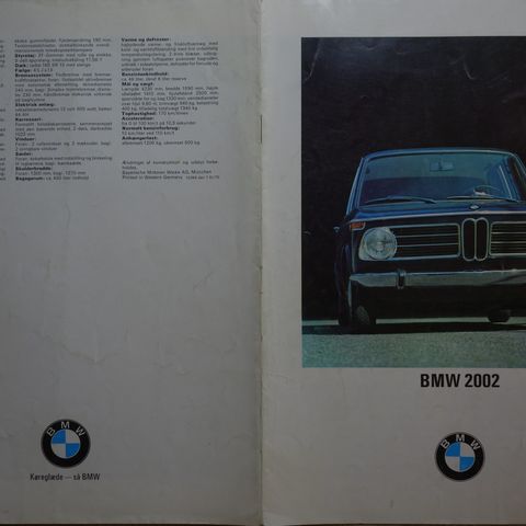 BMW 2002  1970 dansk sjelden brosjyre