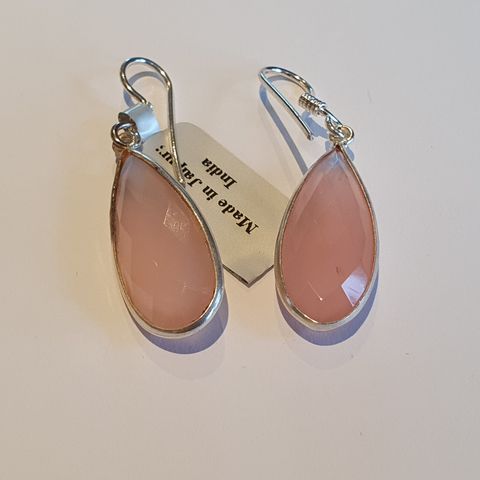 Rose Pink Chalcedony 20cts Silver 925 Sølv Limited Edition Earrings Øredobber
