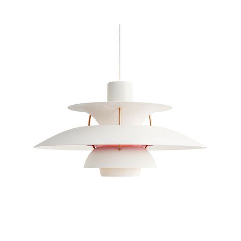 PH5 Hvit satin Poul Henningsen for Louis Poulsen Taklampe.