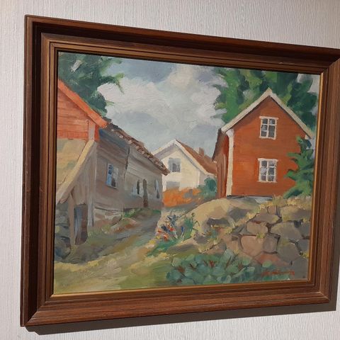 J. Kjelstrup Olsen (Bergen), "Gårds motiv", eldre maleri